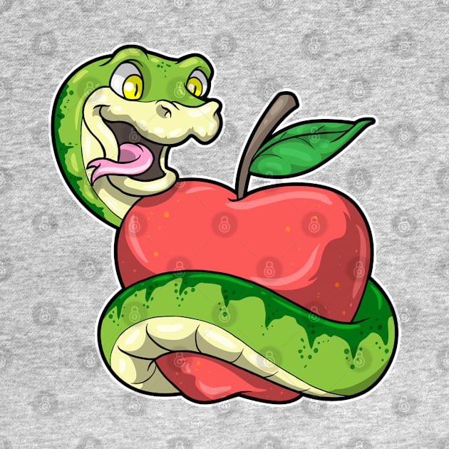 Snake with green Head & Apple by Markus Schnabel
